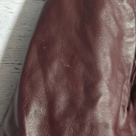 Vintage Northside Fashions Burgundy Leather Button Front Jacket Size 9 - Picture 11 of 11